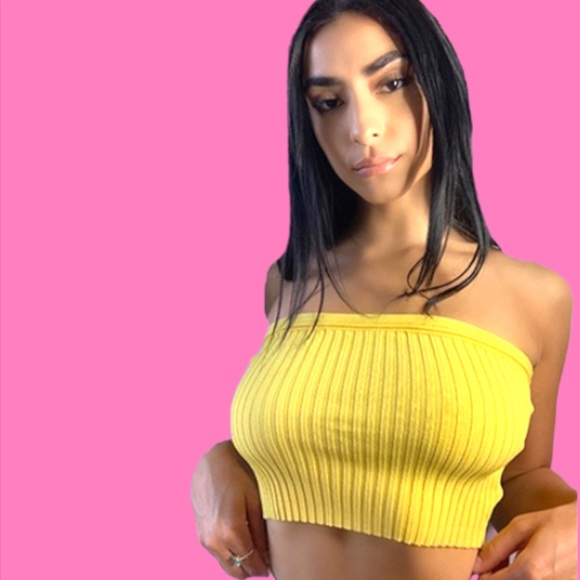 Forever 21 Ribbed Yellow Crop Top - Picture 3 of 4